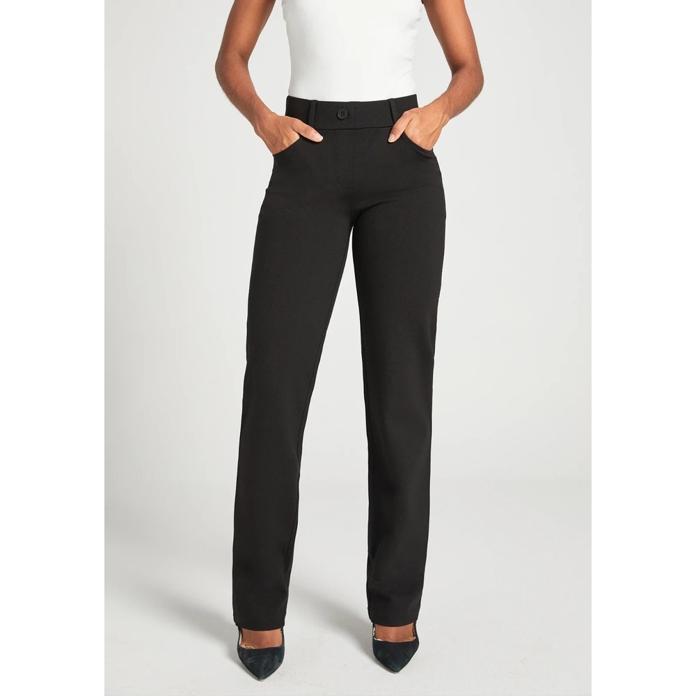 Betabrand Classic Dress Pant Yoga Pants Black Straight Leg Business Size L Tall